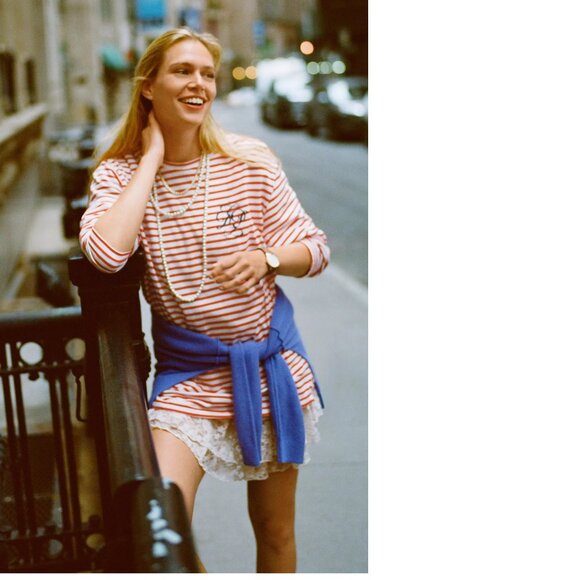 Anthropologie Daily Practice Cotton Long-Sleeve Tee top size m red NEW - Picture 2 of 9